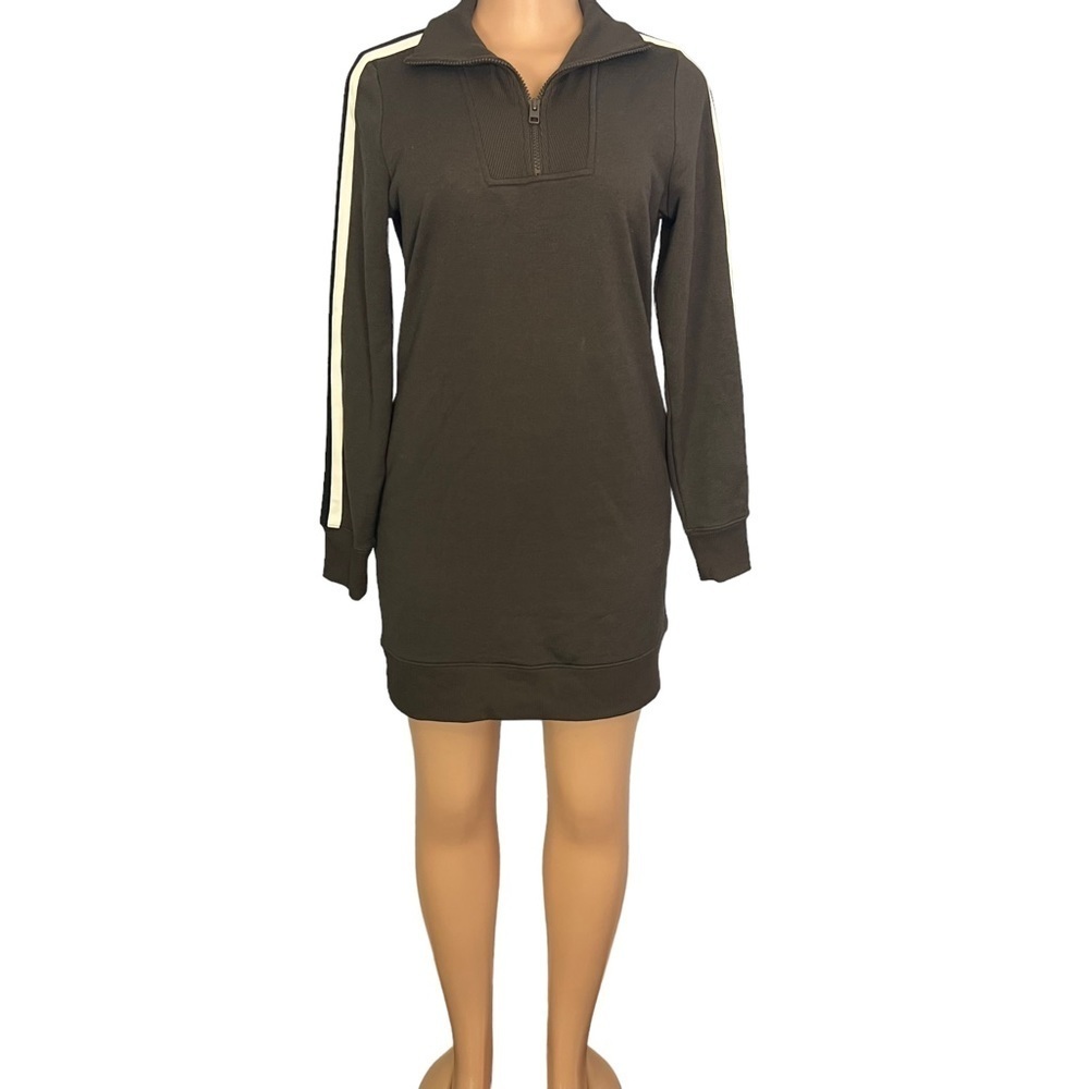 Athleta Brown Long Sleeve Dress with White Stripe
